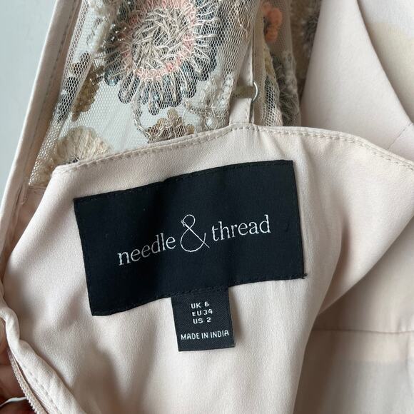 Needle & Thread Dress Woodland Floral Embellished Tulle Pastel Pink Minidress 2 - Picture 10 of 14